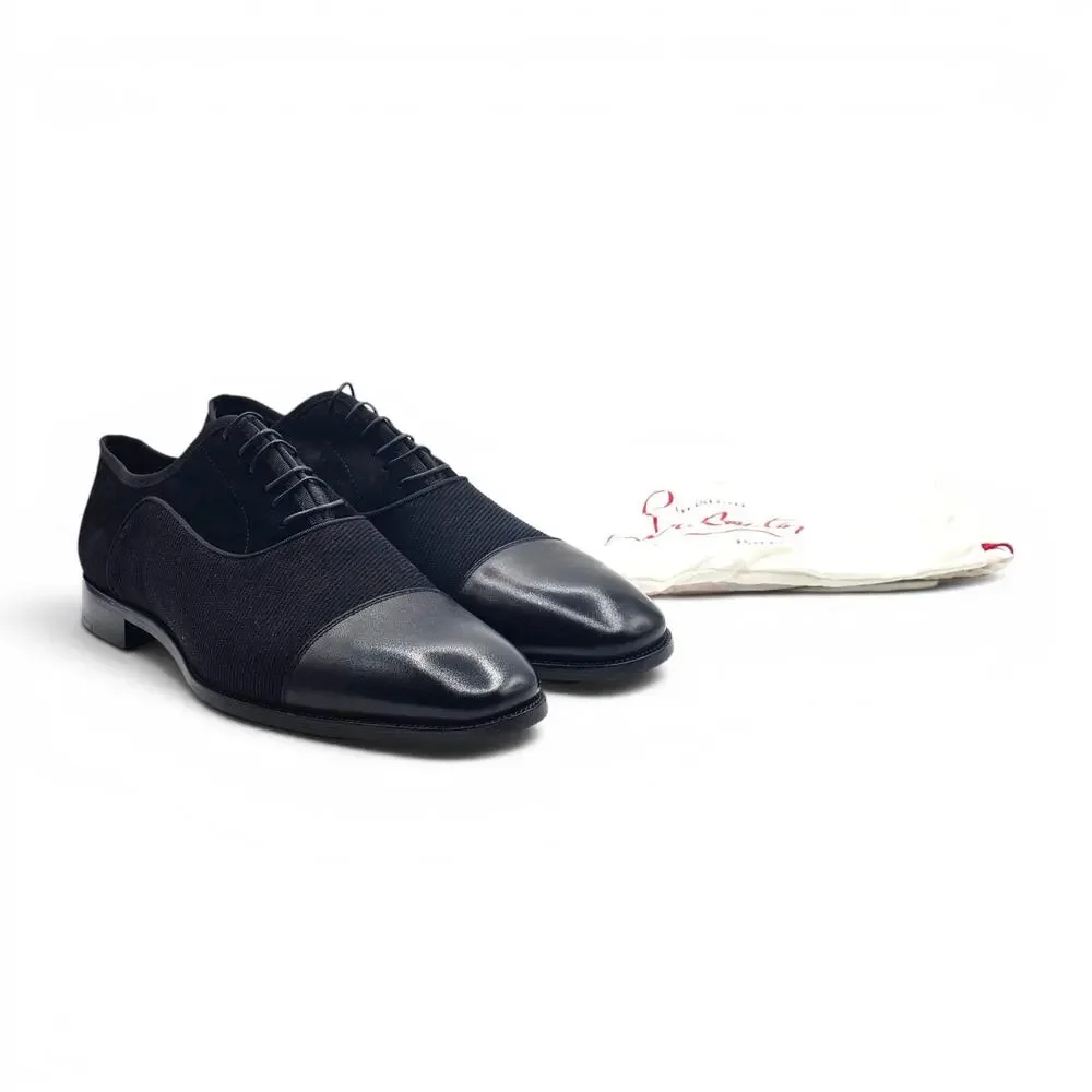 Christian Louboutin Greggo Leather Mix Media Oxford Shoes Black EU 43 US 10
